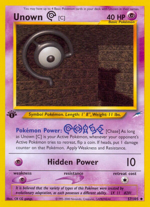 Unown [C] 057/105 — Neo Destiny (English Pokémon TCG card)