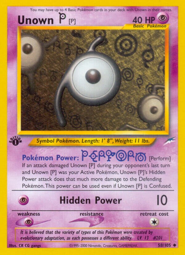 Unown [P] 058/105 — Neo Destiny (English Pokémon TCG card)