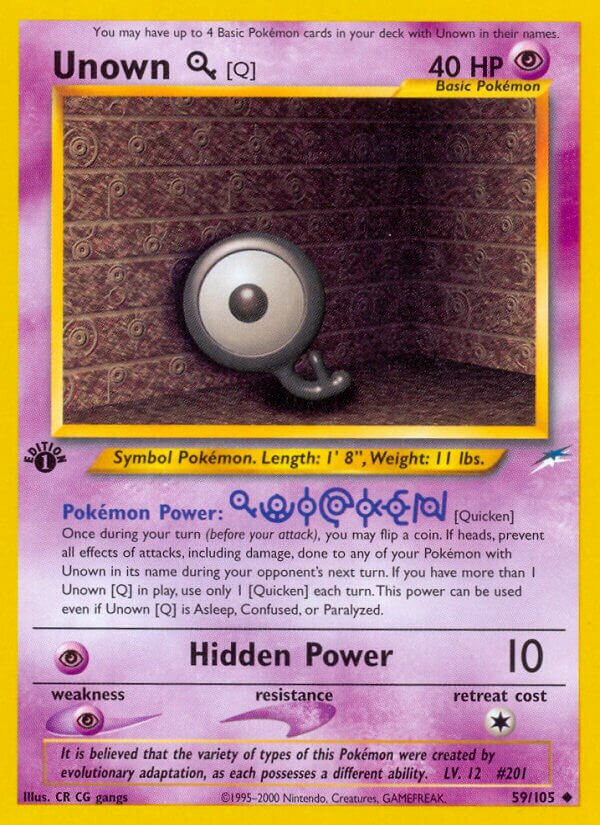Unown [Q] 059/105 — Neo Destiny (English Pokémon TCG card)