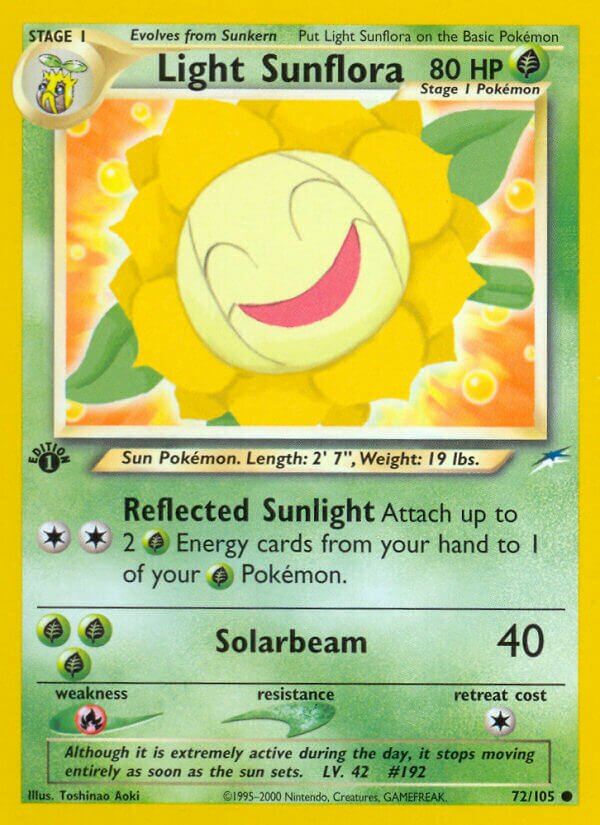 Light Sunflora 072/105 — Neo Destiny (English Pokémon TCG card)