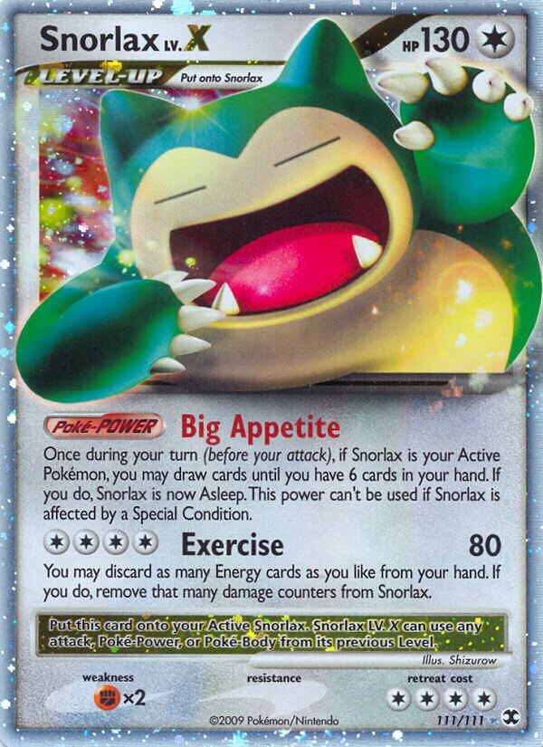 Snorlax LV.X 111/119 — Rising Rivals (English Pokémon TCG card)