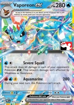 Vaporeon ex 023 — Play! Pokémon Prize Pack Series Seven (English Pokémon TCG card)