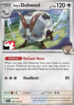 Hop's Dubwool 136 — Play! Pokémon Prize Pack Series Seven (English Pokémon TCG card)