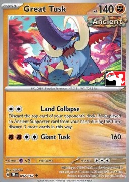 Great Tusk 097 — Play! Pokémon Prize Pack Series Six (English Pokémon TCG card)