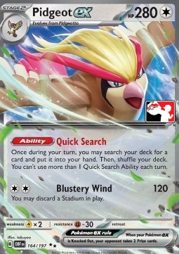Pidgeot ex 164 — Play! Pokémon Prize Pack Series Six (English Pokémon TCG card)