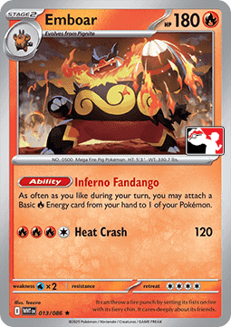 Emboar 013 — Play! Pokémon Prize Pack Series Eight (English Pokémon TCG card)