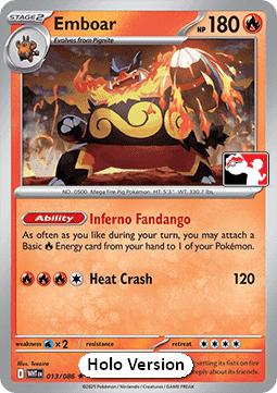 Emboar 013 — Play! Pokémon Prize Pack Series Eight (English Pokémon TCG card)