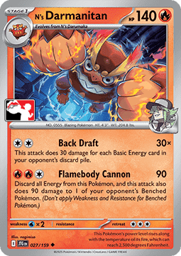 N's Darmanitan 027 — Play! Pokémon Prize Pack Series Eight (English Pokémon TCG card)