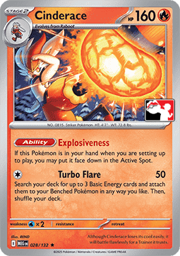 Cinderace 028 — Play! Pokémon Prize Pack Series Eight (English Pokémon TCG card)