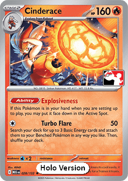 Cinderace 028 — Play! Pokémon Prize Pack Series Eight (English Pokémon TCG card)
