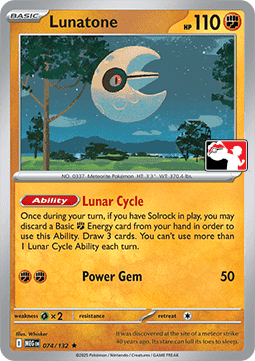 Lunatone 074 — Play! Pokémon Prize Pack Series Eight (English Pokémon TCG card)