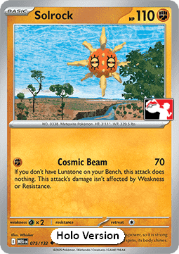 Solrock 075 — Play! Pokémon Prize Pack Series Eight (English Pokémon TCG card)