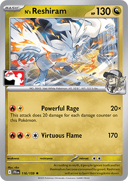N's Reshiram 116 — Play! Pokémon Prize Pack Series Eight (English Pokémon TCG card)