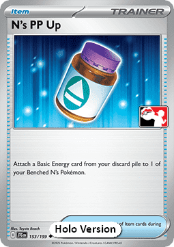 N's PP Up 153 — Play! Pokémon Prize Pack Series Eight (English Pokémon TCG card)
