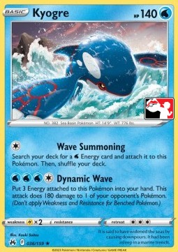 Kyogre 036 — Play! Pokémon Prize Pack Series Four (English Pokémon TCG card)