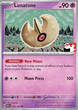 Lunatone 092 — Play! Pokémon Prize Pack Series Four (English Pokémon TCG card)