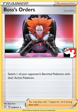 Boss's Orders - Lysandre 058 — Play! Pokémon Prize Pack Series One (English Pokémon TCG card)
