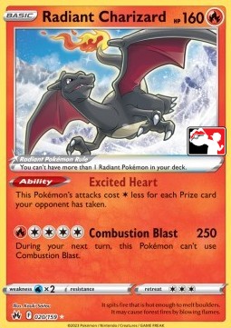 Radiant Charizard 020 — Play! Pokémon Prize Pack Series Three (English Pokémon TCG card)