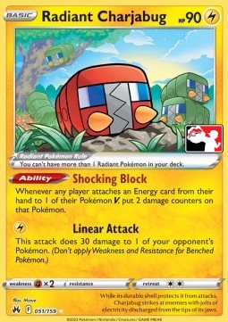 Radiant Charjabug 051 — Play! Pokémon Prize Pack Series Three (English Pokémon TCG card)