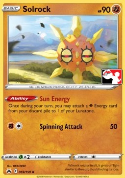 Solrock 069 — Play! Pokémon Prize Pack Series Three (English Pokémon TCG card)