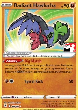 Radiant Hawlucha 081 — Play! Pokémon Prize Pack Series Three (English Pokémon TCG card)