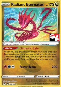 Radiant Eternatus 105 — Play! Pokémon Prize Pack Series Three (English Pokémon TCG card)