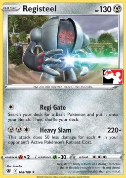 Registeel 108 — Play! Pokémon Prize Pack Series Three (English Pokémon TCG card)