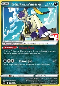 Radiant Hisuian Sneasler 123 — Play! Pokémon Prize Pack Series Three (English Pokémon TCG card)