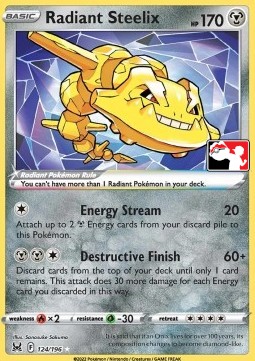Radiant Steelix 124 — Play! Pokémon Prize Pack Series Three (English Pokémon TCG card)