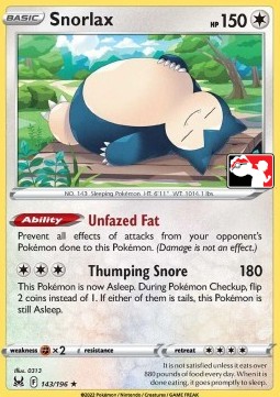 Snorlax 143 — Play! Pokémon Prize Pack Series Three (English Pokémon TCG card)