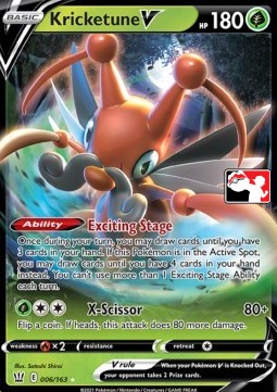 Kricketune V 006 — Play! Pokémon Prize Pack Series Two (English Pokémon TCG card)