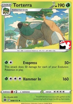 Torterra 008 — Play! Pokémon Prize Pack Series Two (English Pokémon TCG card)