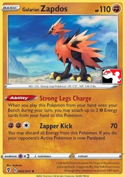 Galarian Zapdos 082 — Play! Pokémon Prize Pack Series Two (English Pokémon TCG card)