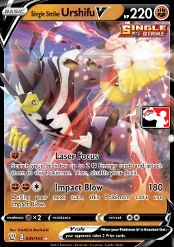 Single Strike Urshifu V 085 — Play! Pokémon Prize Pack Series Two (English Pokémon TCG card)