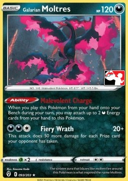 Galarian Moltres 093 — Play! Pokémon Prize Pack Series Two (English Pokémon TCG card)