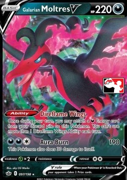 Galarian Moltres V 097 — Play! Pokémon Prize Pack Series Two (English Pokémon TCG card)