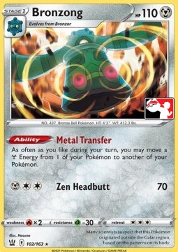 Bronzong 102 — Play! Pokémon Prize Pack Series Two (English Pokémon TCG card)