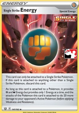 Single Strike Energy 141 — Play! Pokémon Prize Pack Series Two (English Pokémon TCG card)