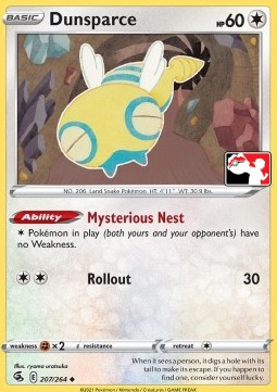 Dunsparce 207 — Play! Pokémon Prize Pack Series Two (English Pokémon TCG card)