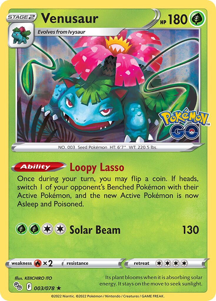 Venusaur 003/78 — Pokémon GO (English Pokémon TCG card)