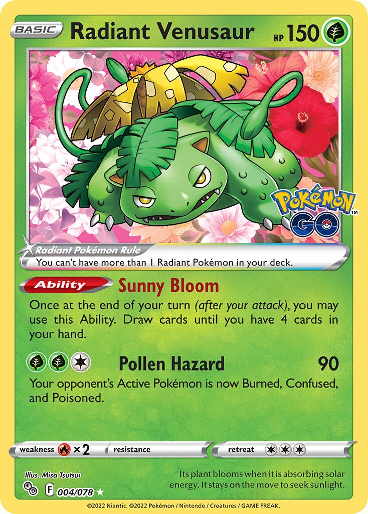 Radiant Venusaur 004/78 — Pokémon GO (English Pokémon TCG card)