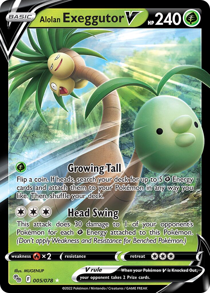 Alolan Exeggutor V 005/78 — Pokémon GO (English Pokémon TCG card)