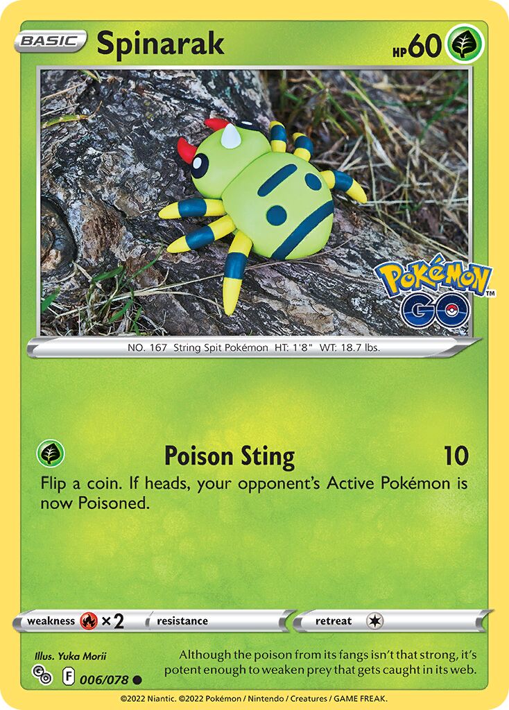 Spinarak 006/78 — Pokémon GO (English Pokémon TCG card)