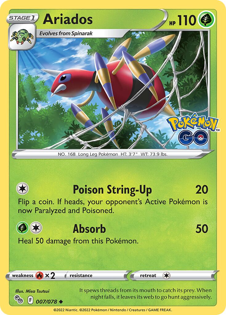 Ariados 007/78 — Pokémon GO (English Pokémon TCG card)
