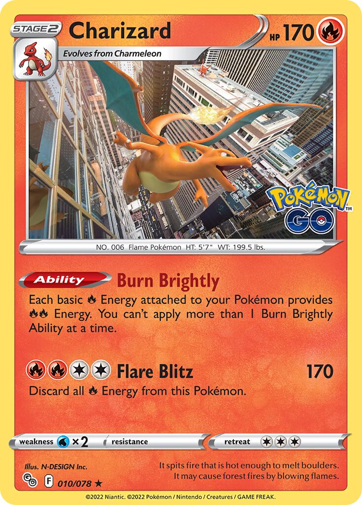 Charizard 010/78 — Pokémon GO (English Pokémon TCG card)