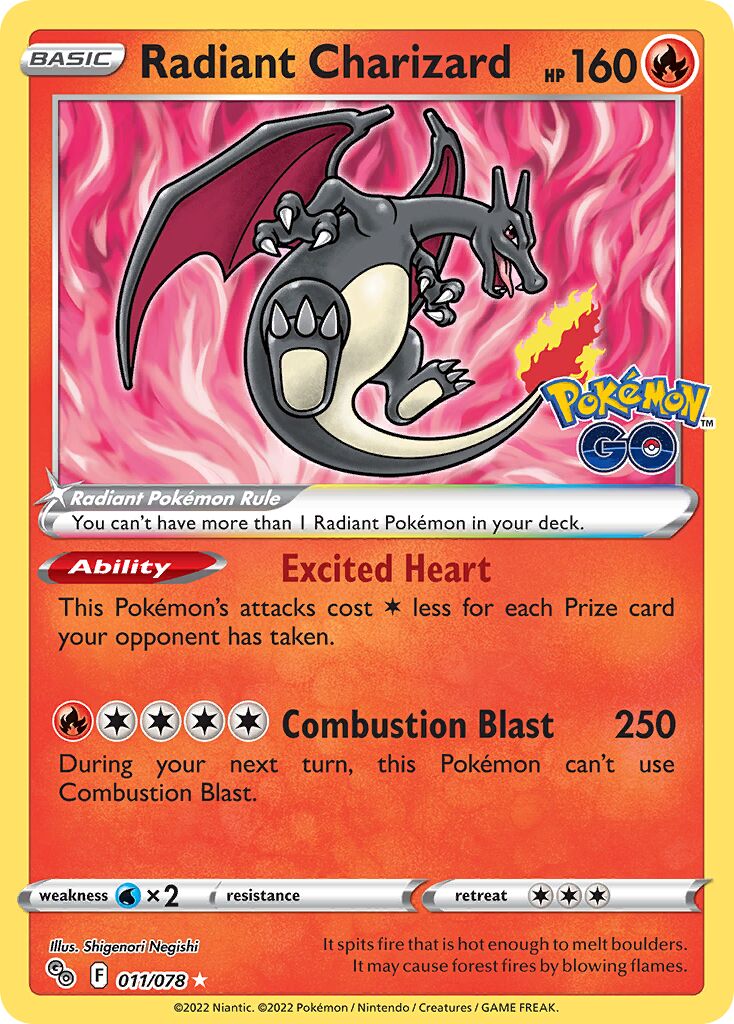 Radiant Charizard 011/78 — Pokémon GO (English Pokémon TCG card)