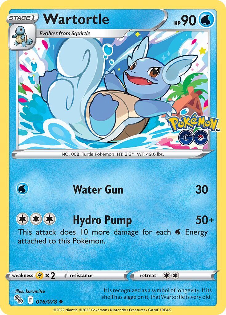 Wartortle 016/78 — Pokémon GO (English Pokémon TCG card)