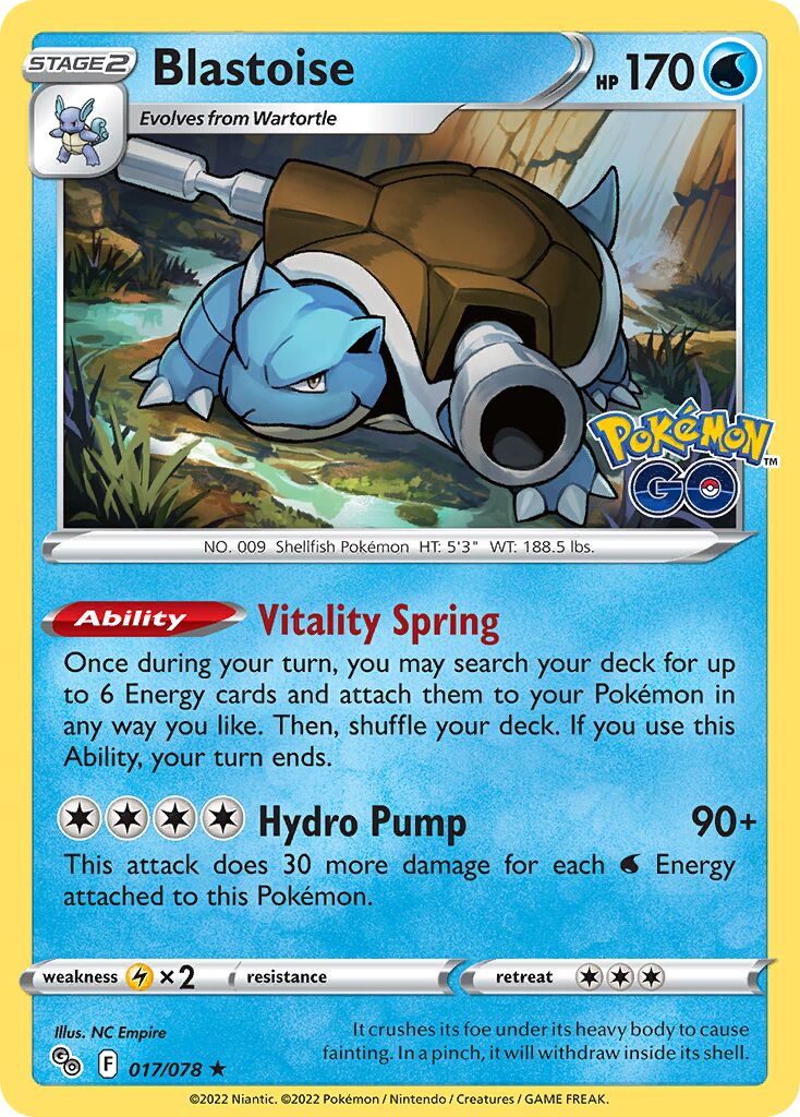 Blastoise 017/78 — Pokémon GO (English Pokémon TCG card)