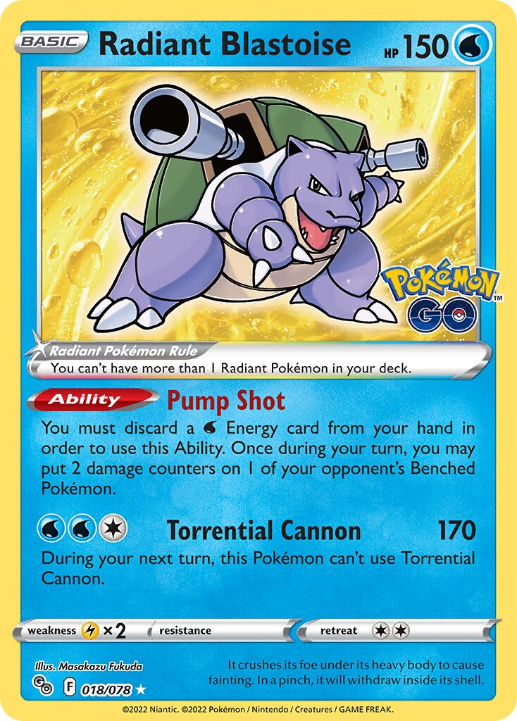 Radiant Blastoise 018/78 — Pokémon GO (English Pokémon TCG card)