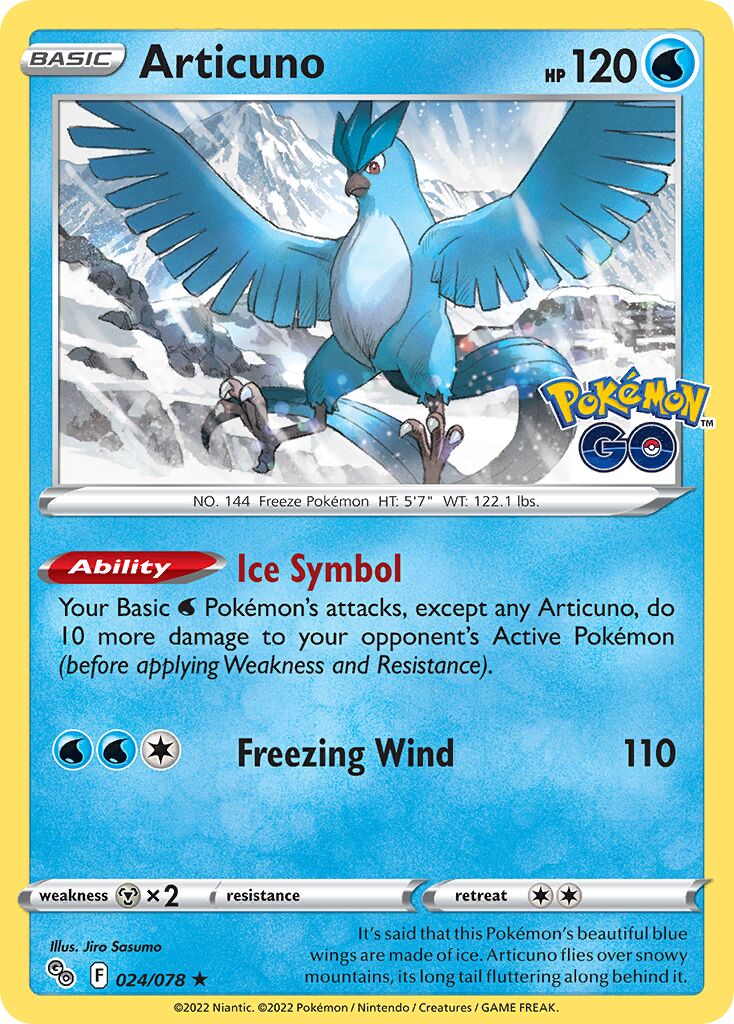 Articuno 024/78 — Pokémon GO (English Pokémon TCG card)